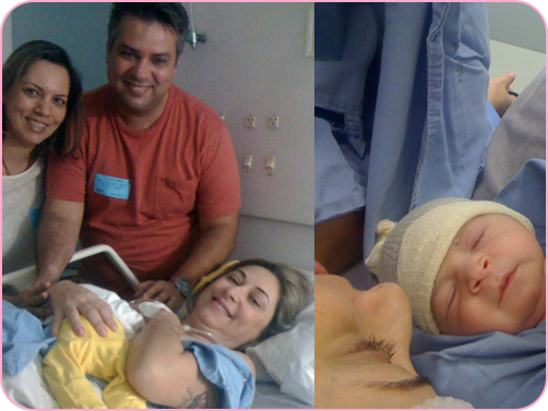 NamaskarYoga -Foto: Adriana Vieira - Sofia ao nascer com o papai e mamãe bem pertinho, mesmo na cesariana!