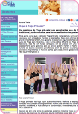 NamaskarYoga - O que &eacute; yoga pr&eacute;-natal? 

Essa pergunta feita por muitas gestantes
despertou a ideia de produzir uma mat&eacute;ria clara e objetiva
sobre a pr&aacute;tica de yoga durante a gesta&ccedil;&atilde;o. A dica est&aacute; no site
Guia do Beb&ecirc;, que &eacute; direcionado para casais gr&aacute;vidos e pais.